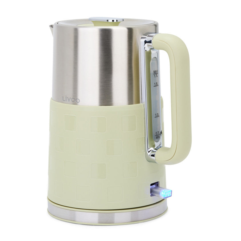 Bouilloire en acier inoxydable 1,7 L Livoo – matcha et gris