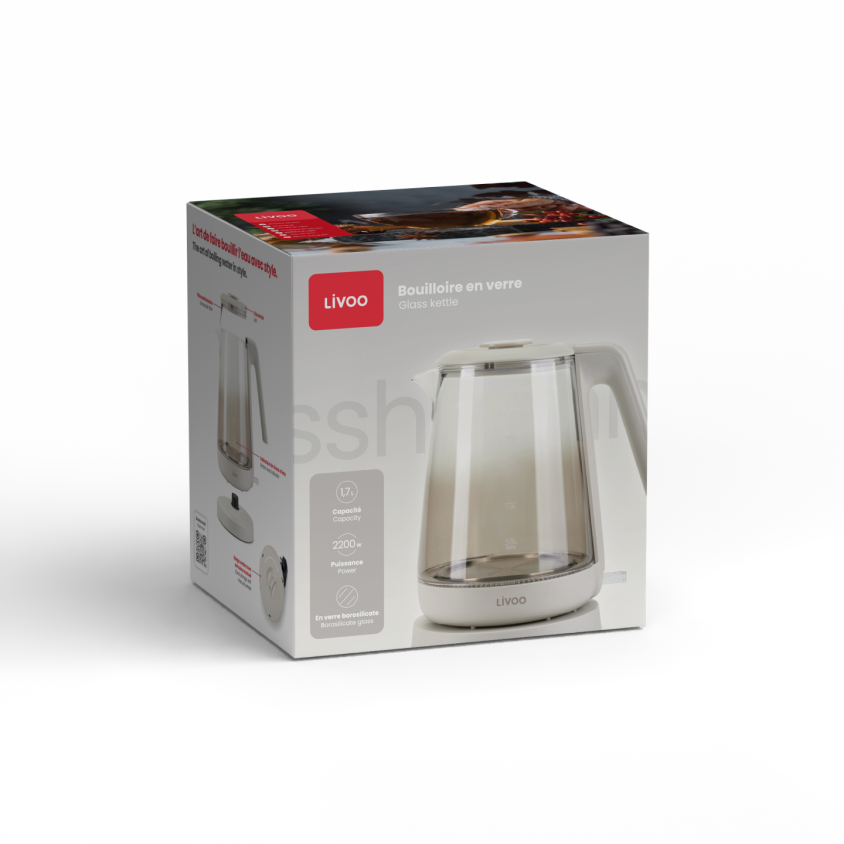 Bouilloire en verre 1,7 L Livoo – gris