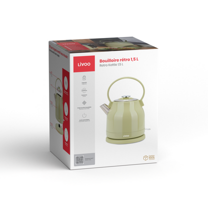 Bouilloire rétro 1,5 L Livoo – matcha