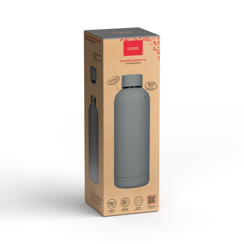 Bouteille isotherme 500 ml Livoo – gris