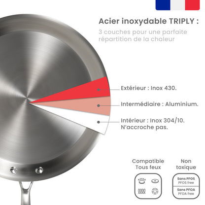 Brigade - Crêpière en acier inoxydable 28 cm Livoo