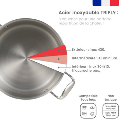 Brigade - Faitout en acier inoxydable 24 cm Livoo