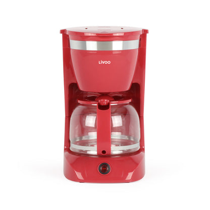 Cafetière électrique Livoo – rouge chili, 800 W, 1,25 L