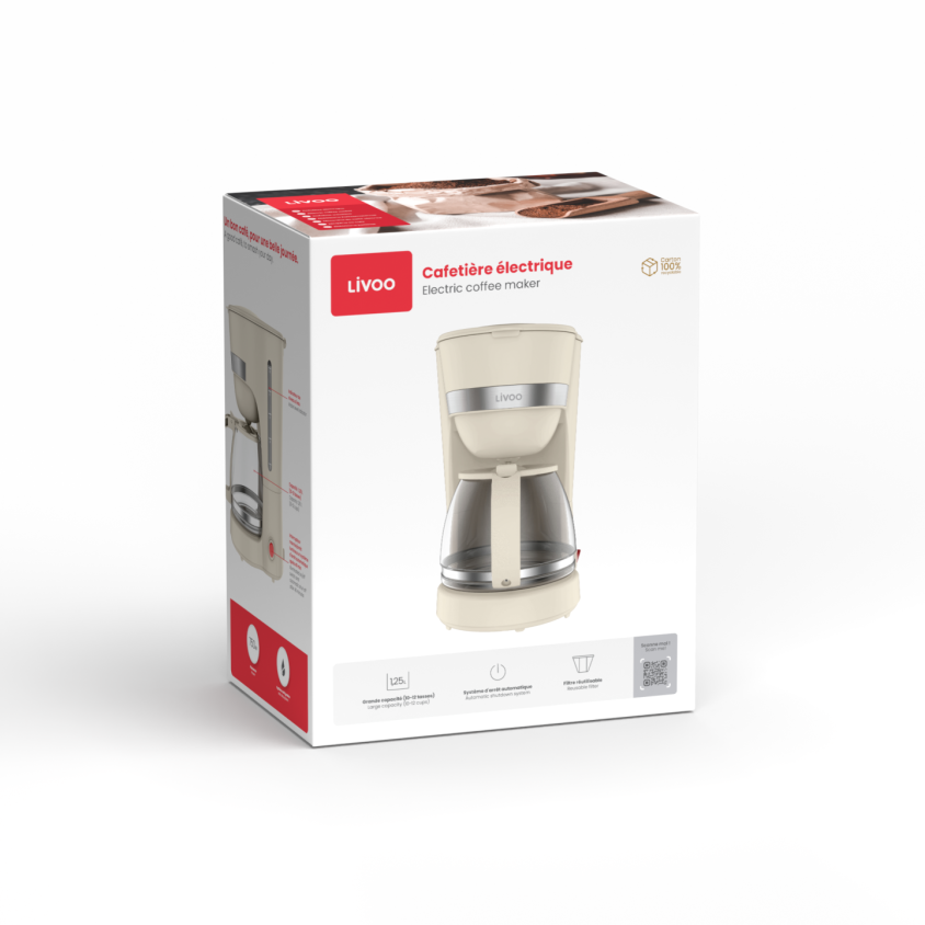 Cafetière électrique Livoo – blanc cassé