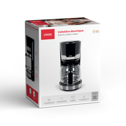 Cafetière électrique Livoo – noir, 1000 W, 1,5 L