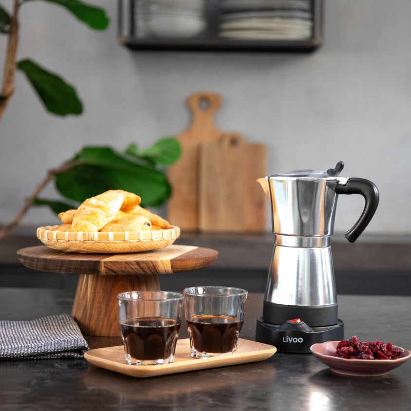 Cafetière italienne électrique Livoo – argent et noir