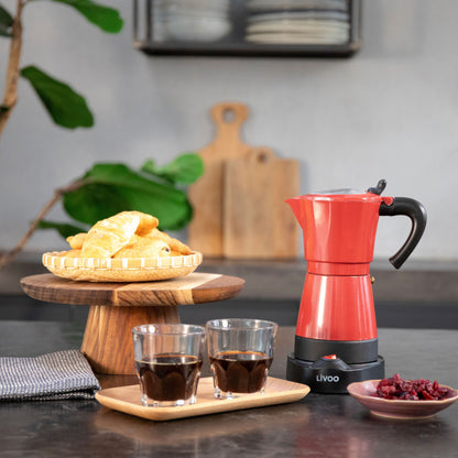 Cafetière italienne électrique Livoo – rouge chili et noir