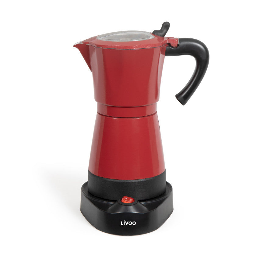 Cafetière italienne électrique Livoo – rouge chili et noir