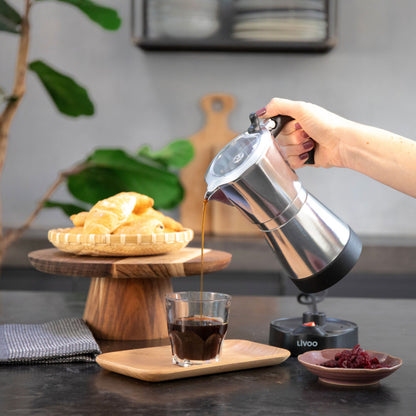 Cafetière italienne électrique Livoo – argent et noir