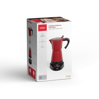 Cafetière italienne électrique Livoo – rouge chili et noir