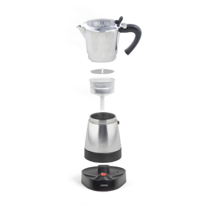 Cafetière italienne électrique Livoo – argent et noir