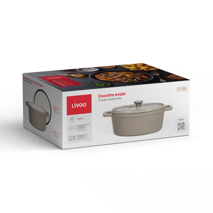 Cocotte ovale en fonte Livoo – gris