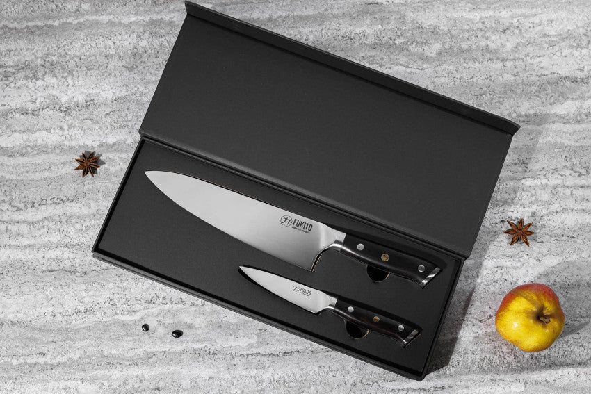 Coffret Fukito Ebène X50 – 2 couteaux : chef 21 cm + office 9 cm