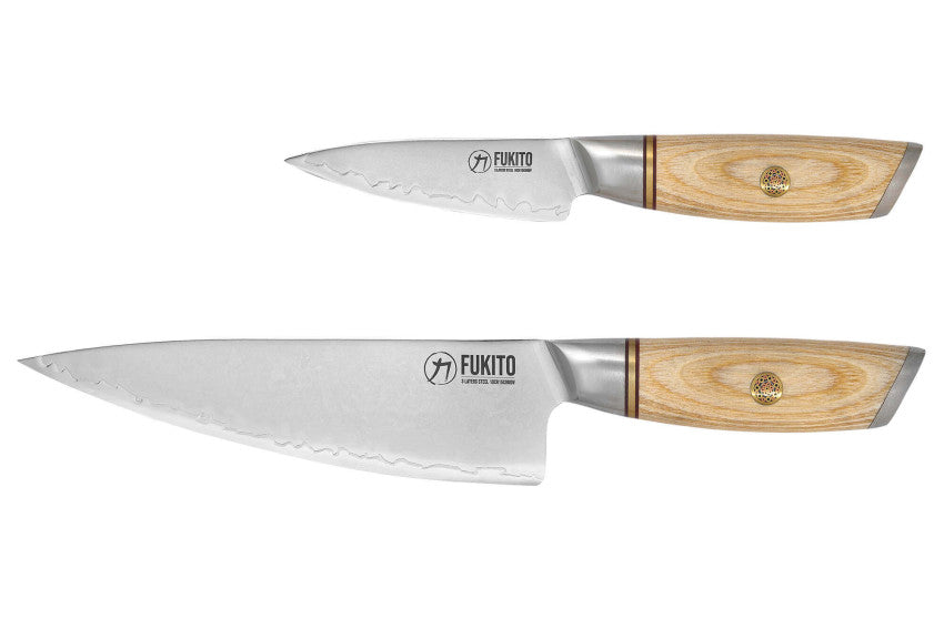 Coffret Fukito Pakka San Mai – 2 couteaux : chef 21 cm + office 9 cm