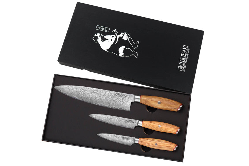 Coffret Wusaki Fujiko 10CR – 3 couteaux : chef 20 cm + universel 12 cm + office 9 cm
