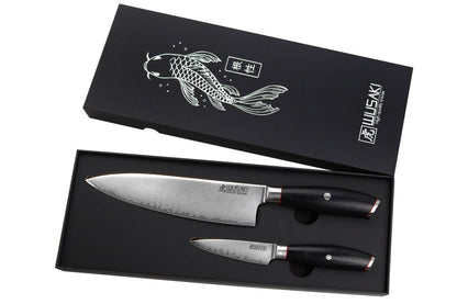 Coffret Wusaki Fujiko Black 10CR – 2 couteaux : chef 20 cm + office 9 cm