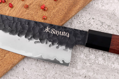 Couteau de chef martelé 21 cm Sayuto Séquoia San Mai
