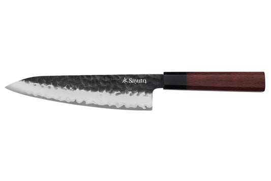Couteau de chef martelé 21 cm Sayuto Séquoia San Mai