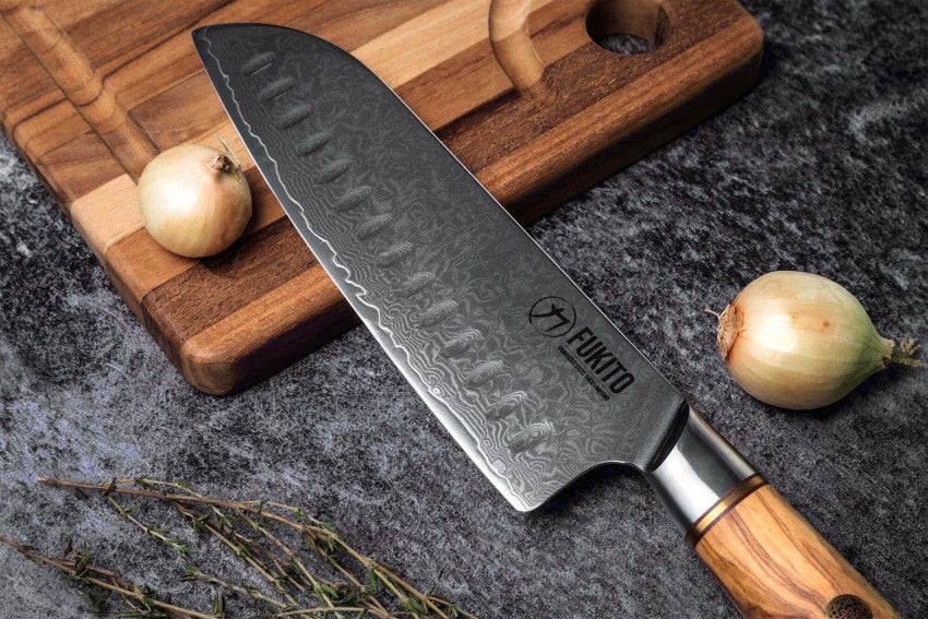 Couteau Santoku 18 cm Fukito Olive Damas 14Cr