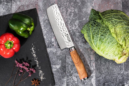 Couteau à légumes Nakiri 17 cm Wusaki Damas Olive 10CR