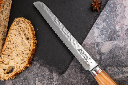 Couteau à pain 20 cm Wusaki Damas Olive 10CR