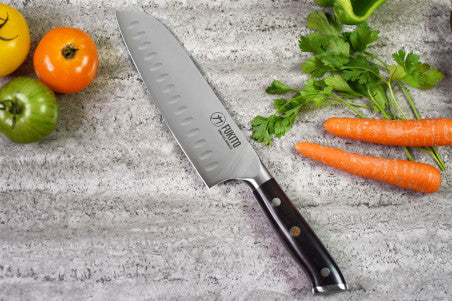 Couteau de cuisine japonais Santoku 18 cm manche Ébène
