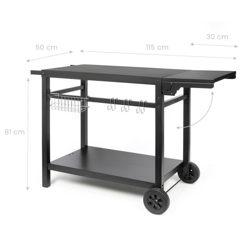 Desserte pour plancha avec tablette rabattable Livoo – noir (réf. GS170N)