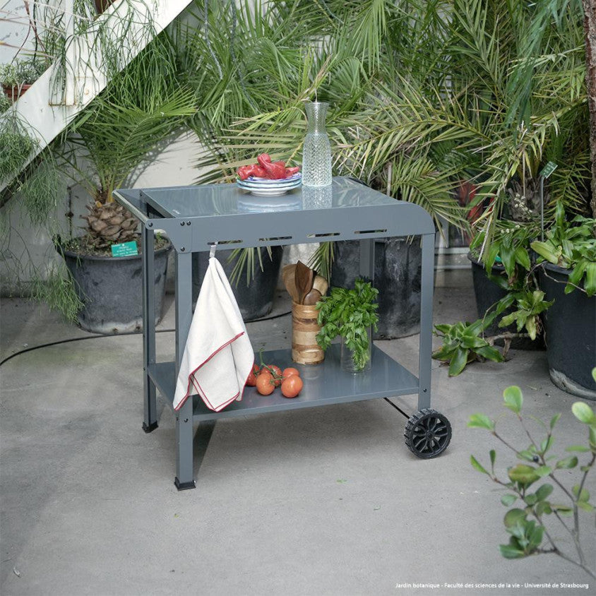 Desserte pour plancha Livoo – gris et noir