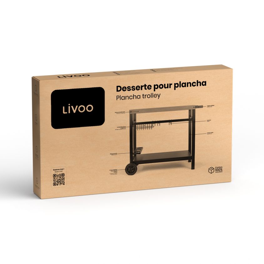 Desserte pour plancha Livoo – noir et marron