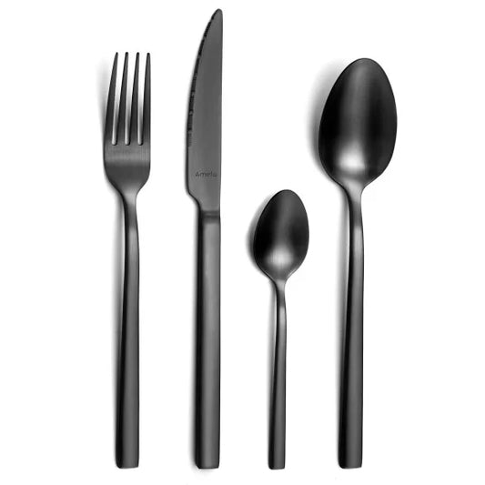Coffret 16 pièces Escade Noir - Couverts inox 18/10 finition PVD noir mat - Amefa