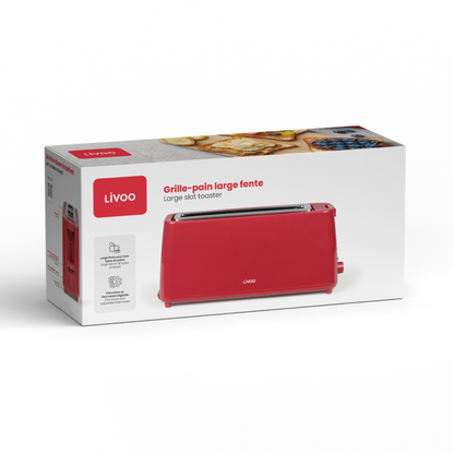 Grille-pain fente longue Livoo – rouge chili