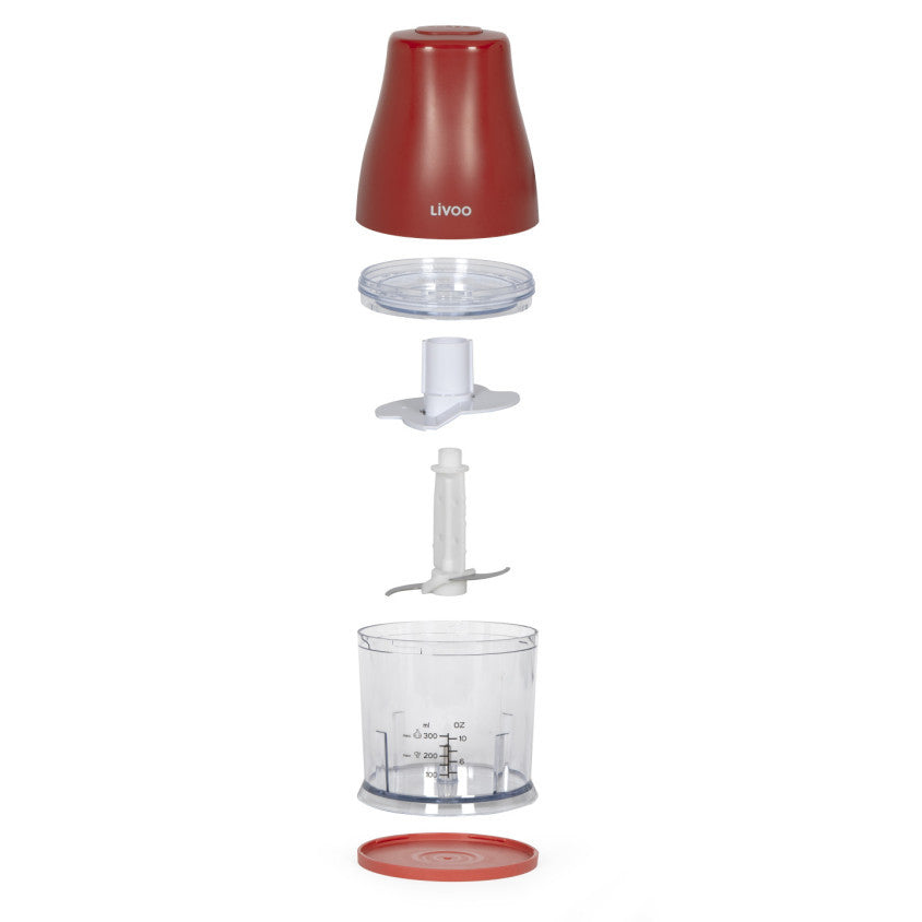 Hachoir 300 ml Livoo – rouge chili et transparent