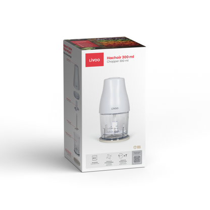 Hachoir 300 ml Livoo – blanc et transparent