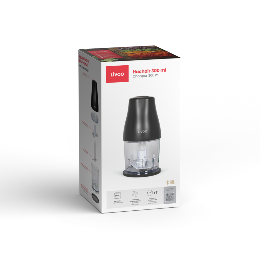 Hachoir 300 ml Livoo – noir et transparent