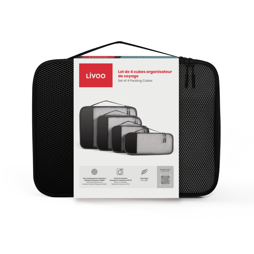 Lot de 4 cubes organisateur de voyage Livoo