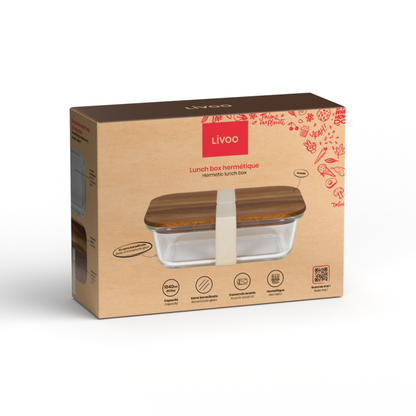 Lunch box hermétique en Acacia Livoo – crème et bois