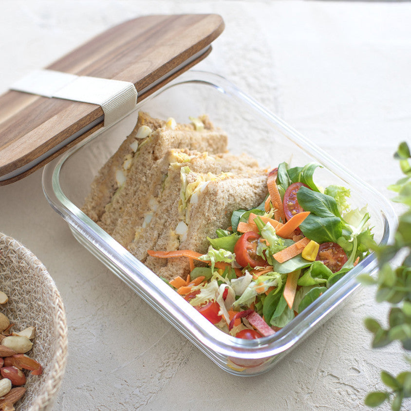Lunch box hermétique en Acacia Livoo – crème et bois