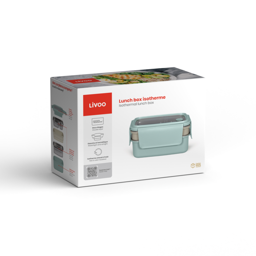Lunch box isotherme Livoo – vert et crème