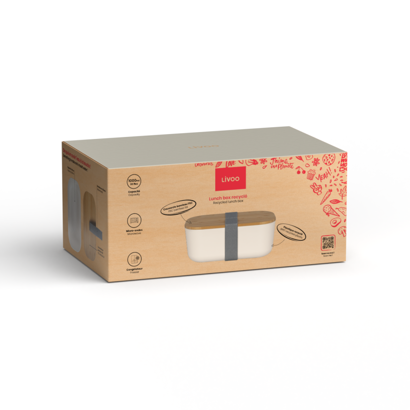 Lunch box recyclé Livoo – crème et gris
