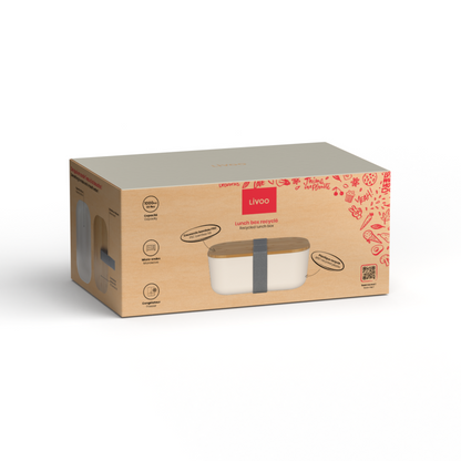 Lunch box recyclé Livoo – crème et gris