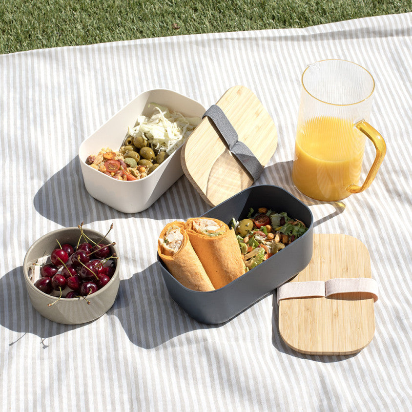 Lunch box recyclé Livoo – gris et crème