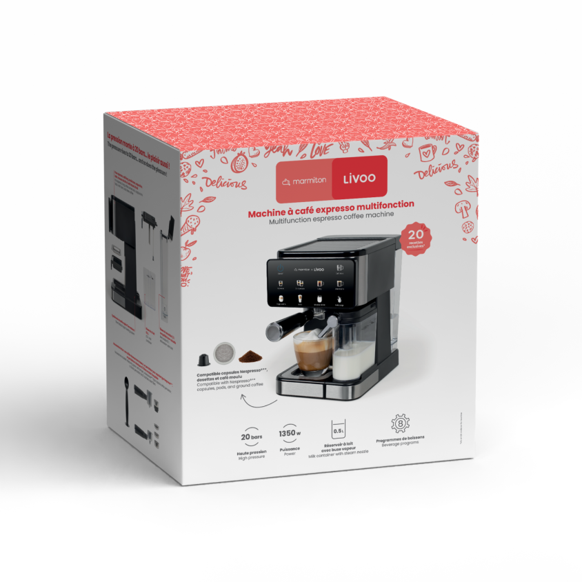 Machine à café expresso multifonction – Livoo x Marmiton