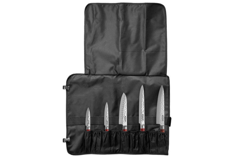 Mallette Wusaki Pakka X50 – 5 couteaux : chef 20 cm + santoku 17 cm + découper 20 cm + universel 12 cm + office 9 cm
