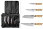 Mallette Fukito Pakka San Mai – 4 couteaux : office 9 cm + universel 13 cm + santoku alvéolé 18 cm + chef 21 cm