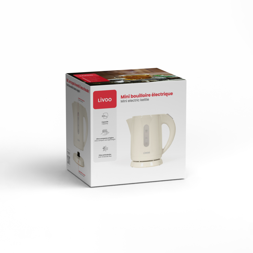 Mini bouilloire 0,8 L Livoo – blanc cassé