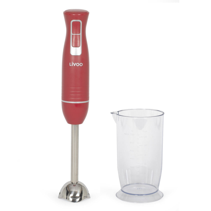 Mixeur plongeant avec bol Livoo – rouge chili et argent