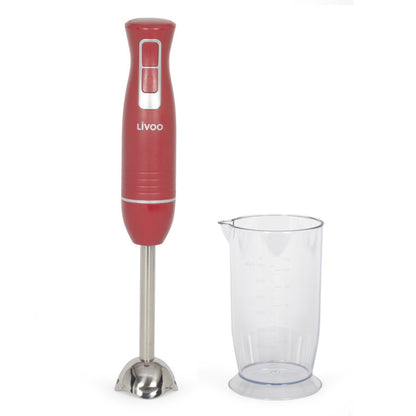 Mixeur plongeant avec bol Livoo – rouge chili et argent