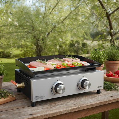 Plancha gaz 2 brûleurs Livoo