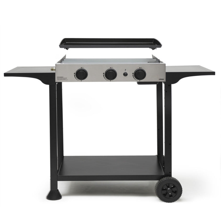 Plancha gaz 3 brûleurs sur chariot Livoo