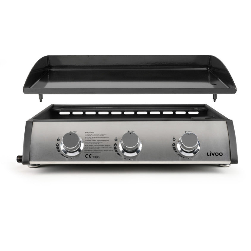 Plancha gaz 3 brûleurs Livoo – gris et noir